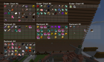 Firmament storage overlay showing all ender chests and backpacks in a unified grid view for Hypixel SkyBlock inventory management
